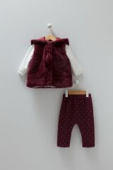 Bordo Kürklü 3'lü Takım