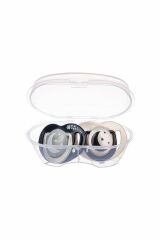Sterilizasyon & Saklama Kutulu Silikon Ortodontik Ikili Emzik Black&pearl / Gece-gündüz 12 A