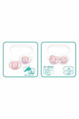 Sterilizasyon & Saklama Kutulu Silikon Ortodontik Ikili Emzik Powder Pink / 6 Ay