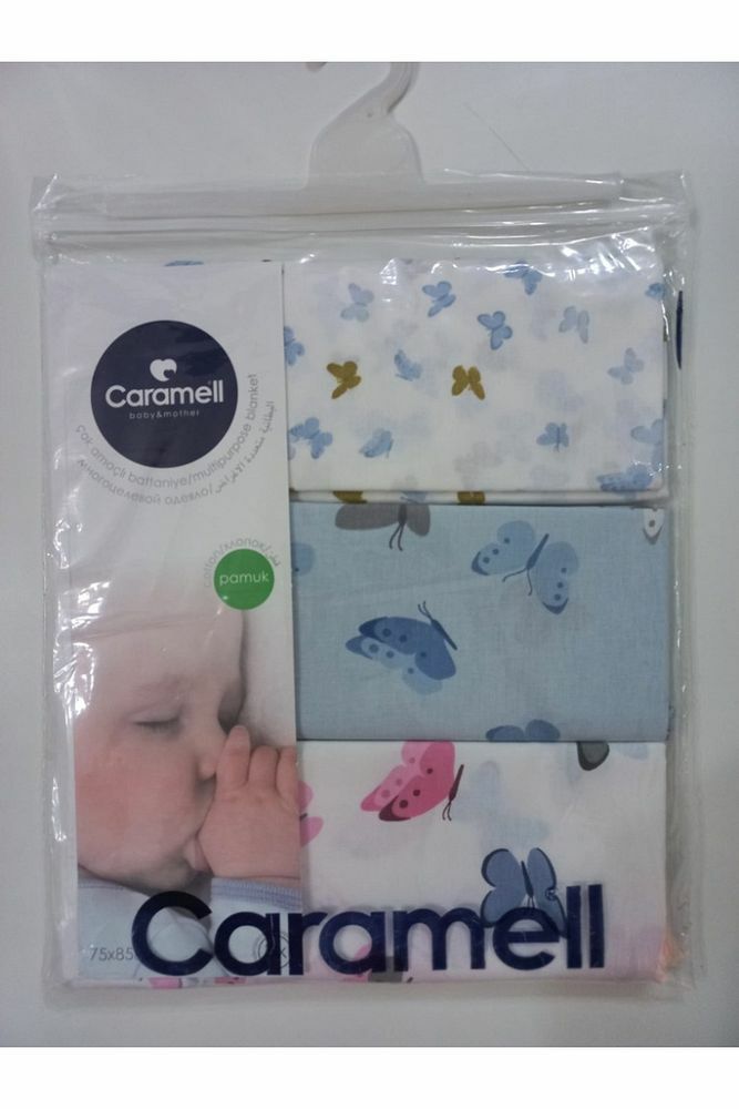Çok Amaçlı Örtü %100 Doğal Pamuk (mavi kelebekli)