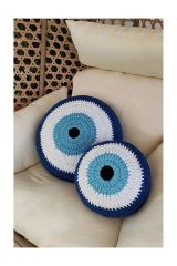 Nazar Boncuğu Model Yuvarlak Kırlent (El Örgüsü) - 30 cm