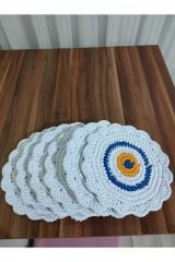 Beyaz Nazar Boncuklu Supla / 6'lı