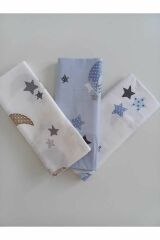 %100 Doğal Pamuk Çok Amaçlı Örtü / Mavi Yıldızlı (Multipurpose Blanket)