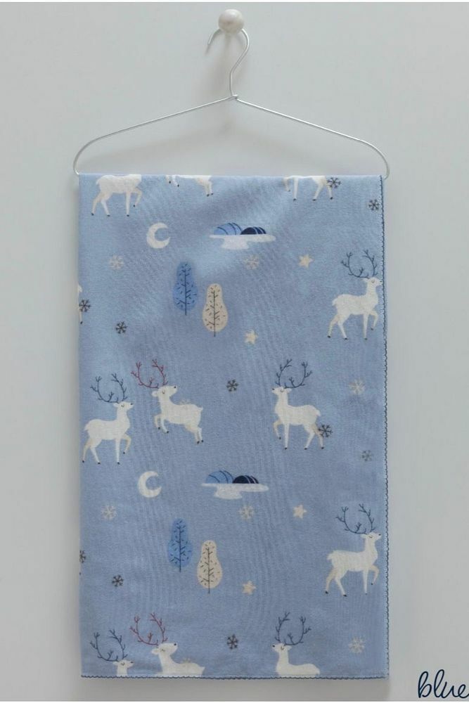 Flannel Pazen Çocuk Battaniyeleri %100 Doğal Pamuk (geyik Desenli) (90x90)