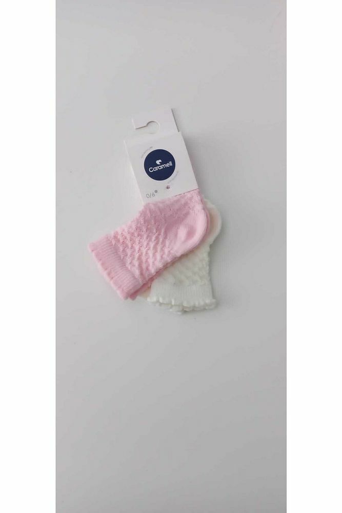 2'li Çorap Set Pembe Ekru (0-6 Ay)