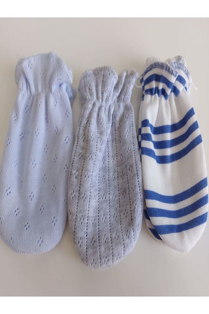 Unisex Bebek Mavi  Eldiven Seti Mix45 3'lü