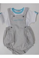 Unisex Bebek Mavi Salopet Takım