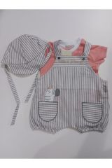 Unisex Bebek Mavi Salopet Takım