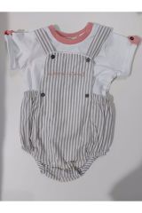 Unisex Bebek Beyaz Salopet Takım (2 Ay Beden)