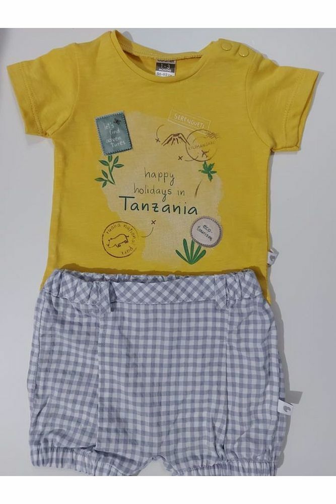 Erkek Bebek Sarı Şortlu Takım 2'li