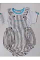 Unisex Bebek Mavi Salopet Takım
